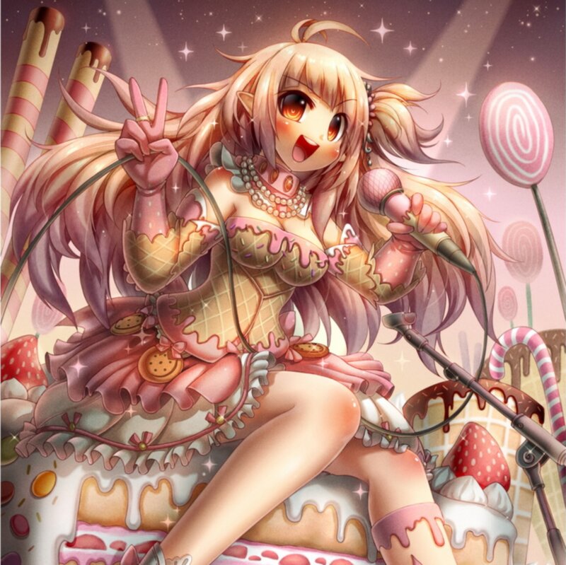 Anime Girl with Microphone — Pink, Playful, Night