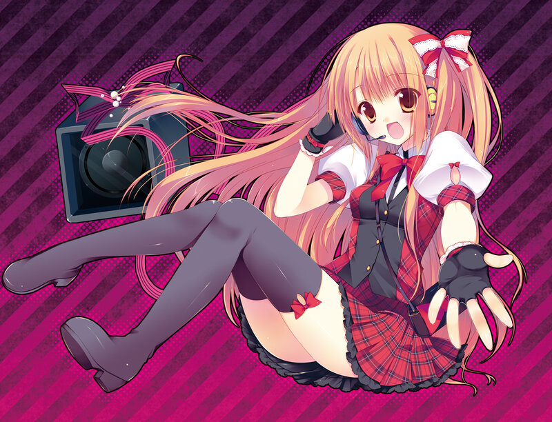 Anime Girl with Microphone — Pink, Playful, Speaker