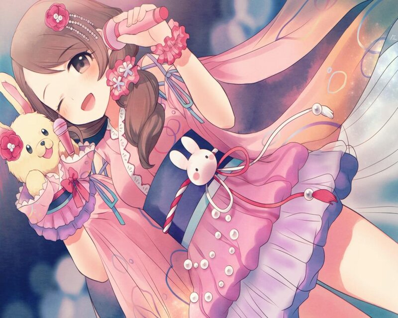 Anime Girl with Microphone — Pink, Playful, Stuffed Animal