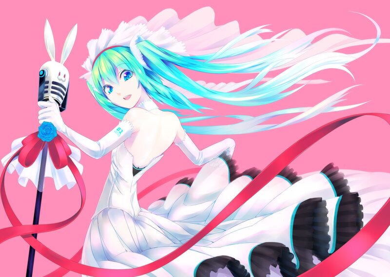 Anime Girl with Microphone — Pink, Playful