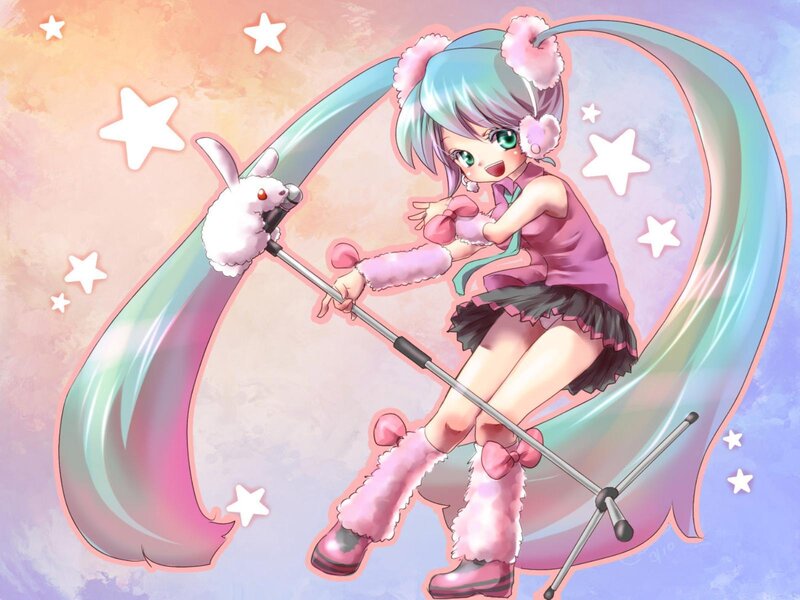 Anime Girl with Microphone — Pink