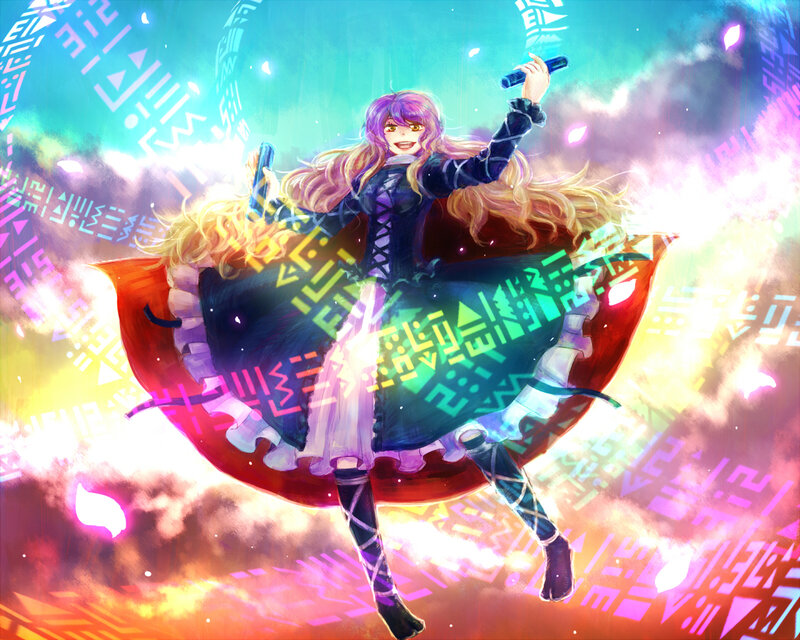 Anime Girl with Microphone — Purple, Dramatic, Digital Art, Cape