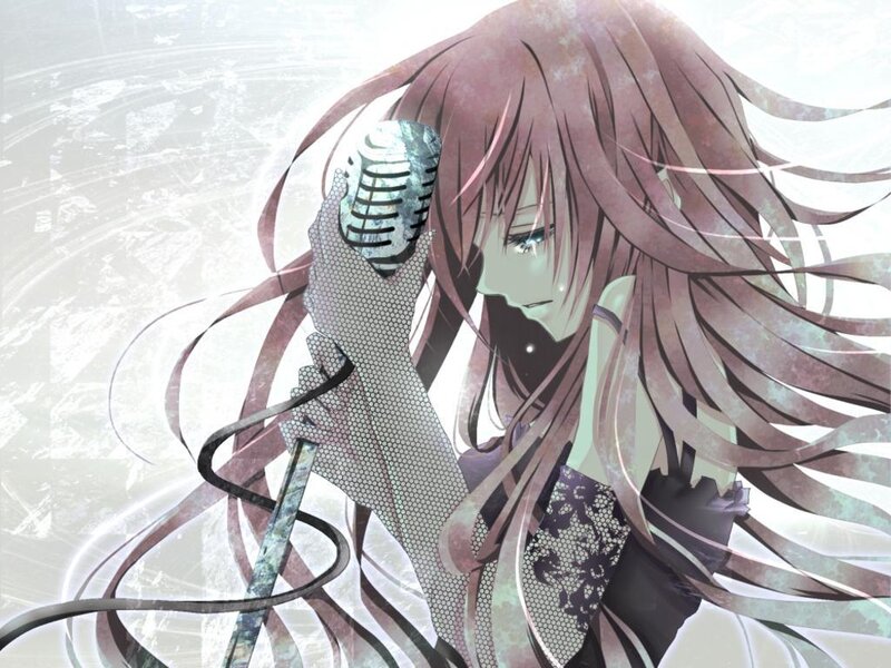 Anime Girl with Microphone — Purple, Dramatic