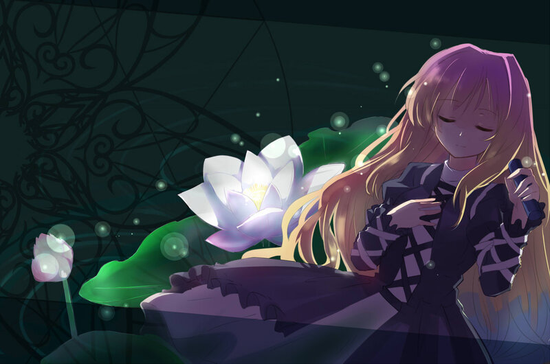Anime Girl with Microphone — Purple, Serene