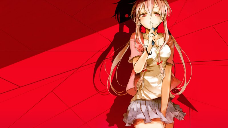 Anime Girl with Microphone — Red, Dramatic, Shadow