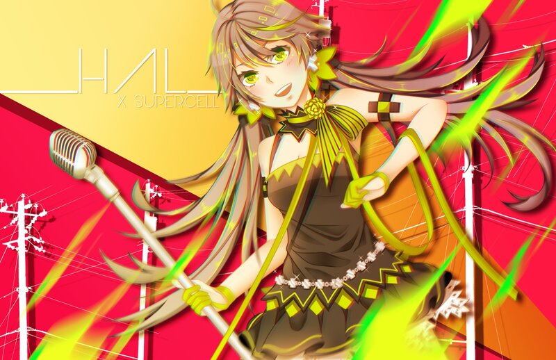 Anime Girl with Microphone — Red, Energetic