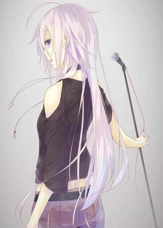 Anime Girl with Microphone — White, Calm, Digital Art, Long Hair