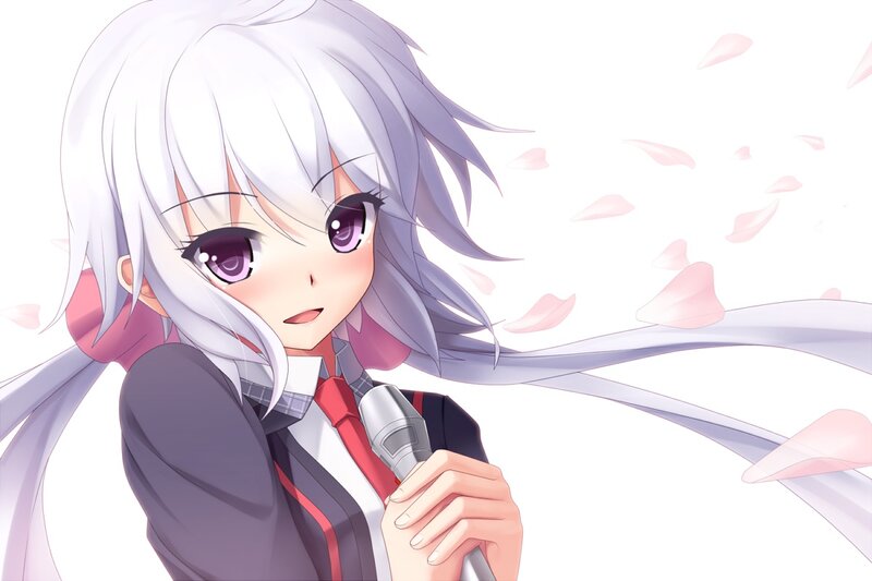 Anime Girl with Microphone — White, Calm, Spring