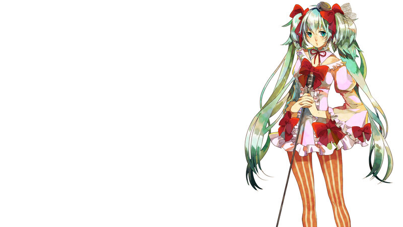 Anime Girl with Microphone — White, Calm