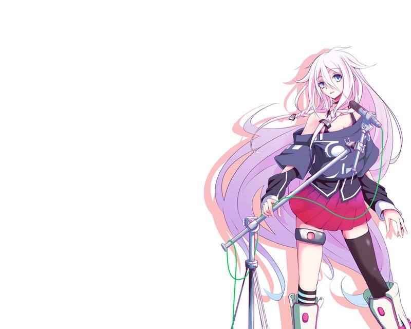 Anime Girl with Microphone — White, Confident