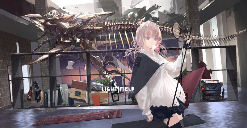 Anime Girl with Microphone — White, Dramatic