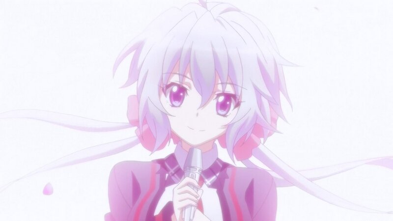 Anime Girl with Microphone — White, Serene