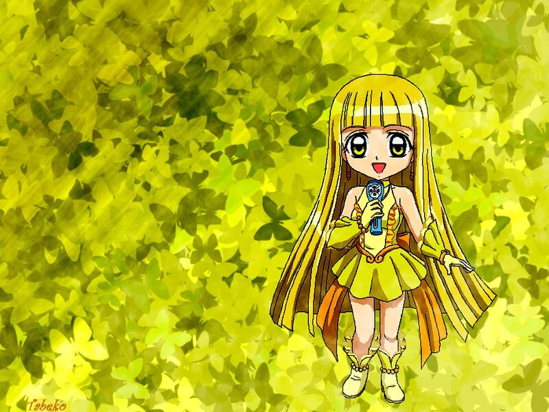 Anime Girl with Microphone — Yellow, Cheerful