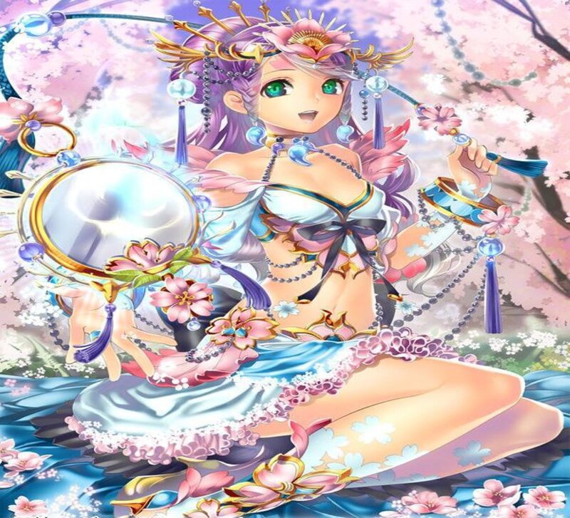 Anime Girl with Mirror — Pink, Serene
