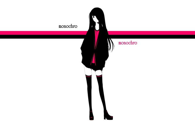 anime girl with monochro text