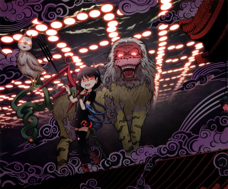 Anime girl with monster and owl