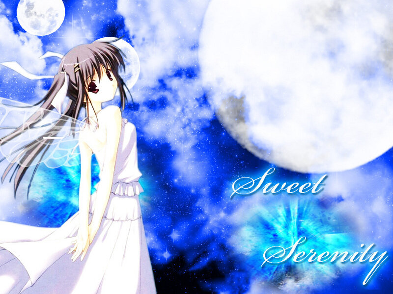 Anime girl with moon and wings