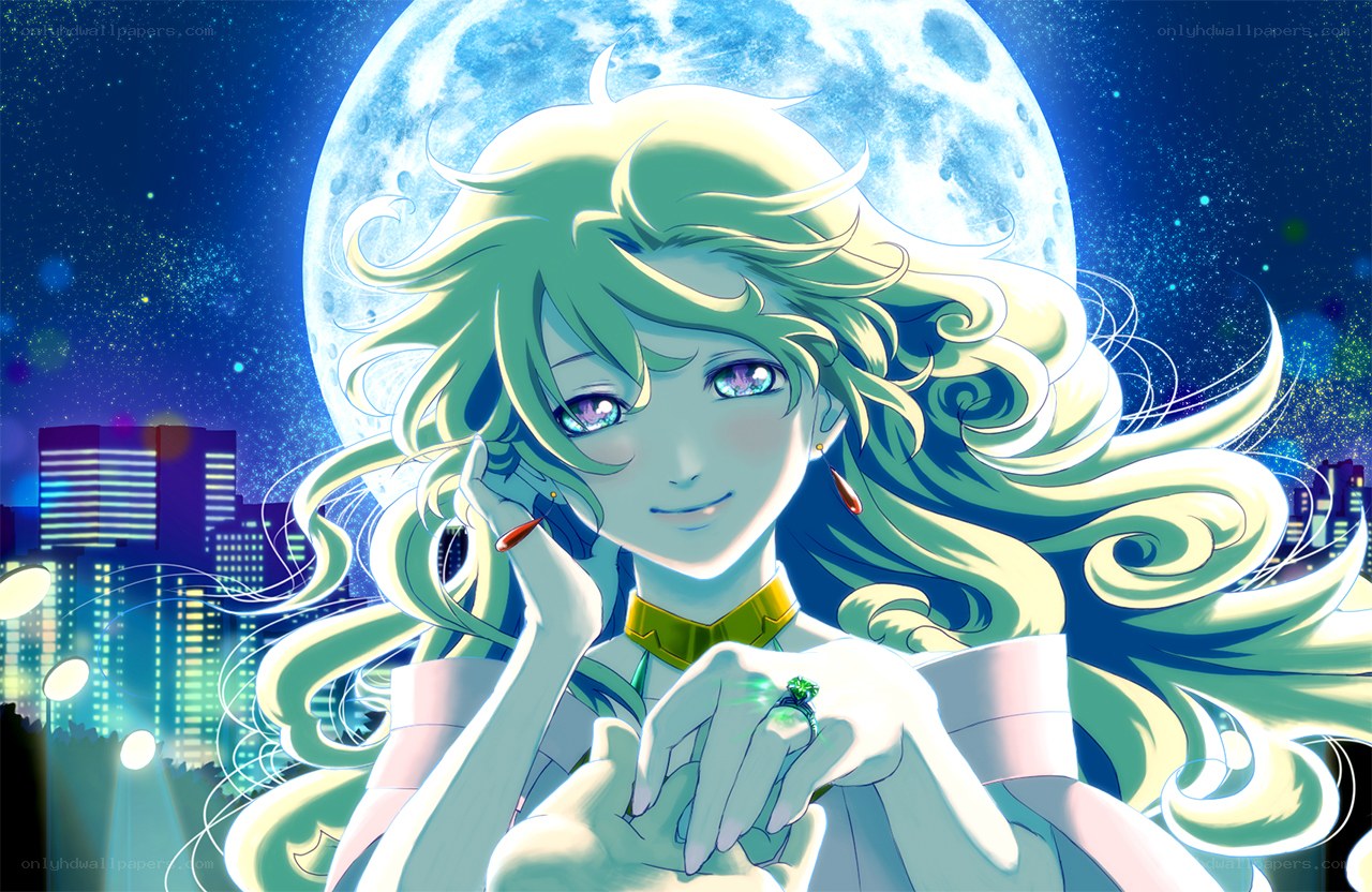 Anime girl with moon backdrop