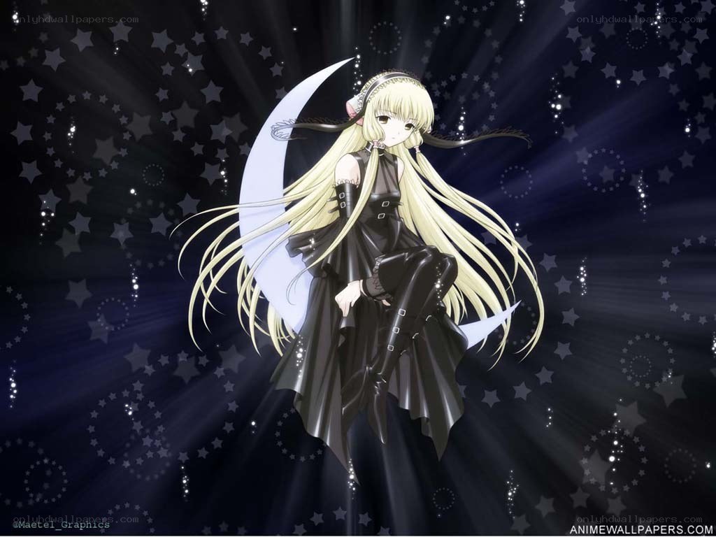 anime girl with moon background