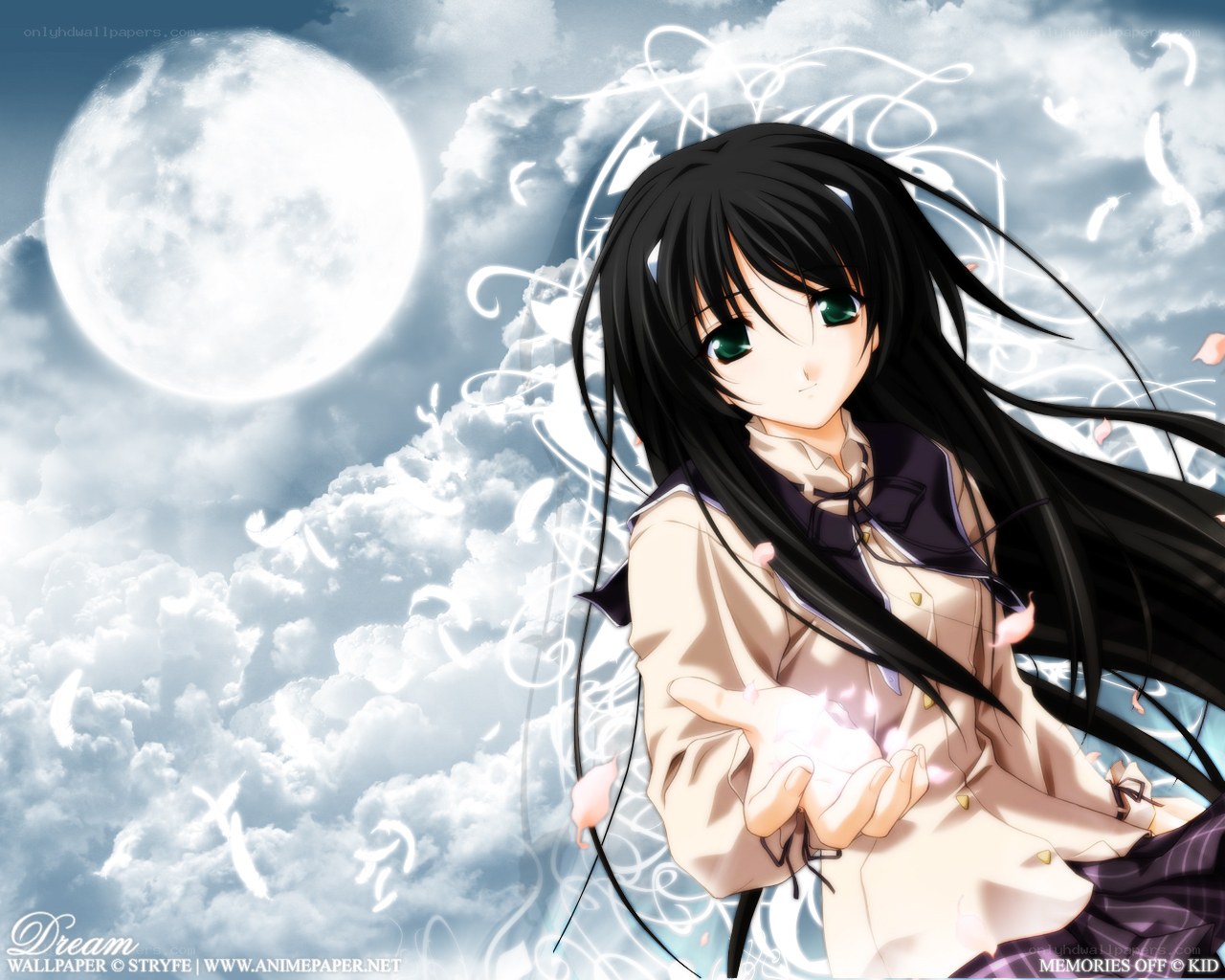 anime girl with moon background