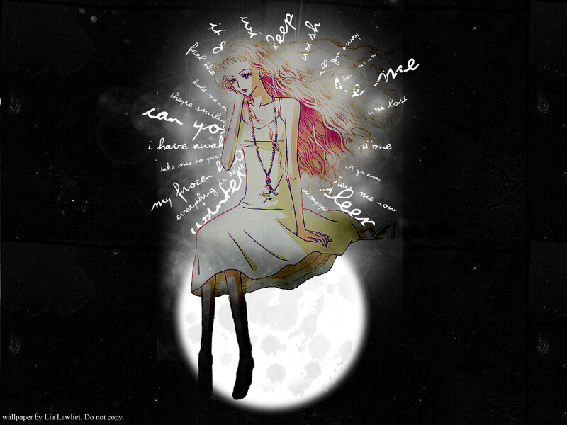 anime girl with moon background