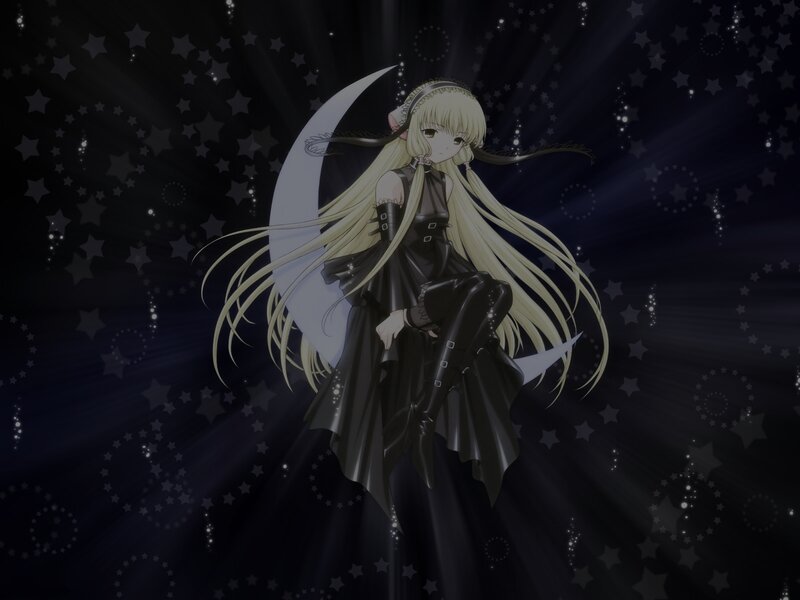 anime girl with moon background