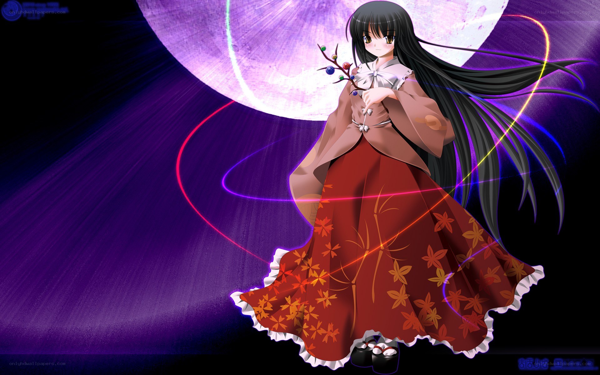 anime girl with moon background