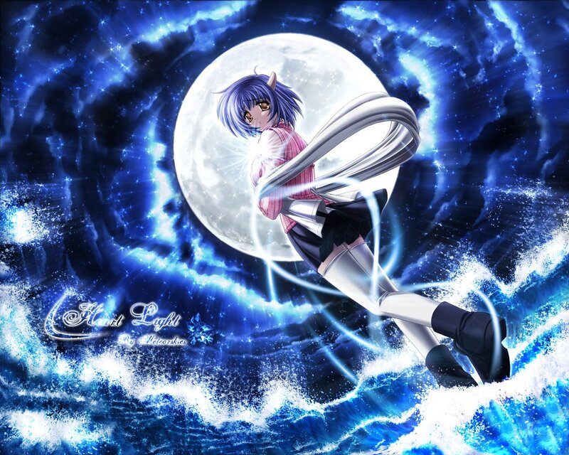 Anime girl with moon background
