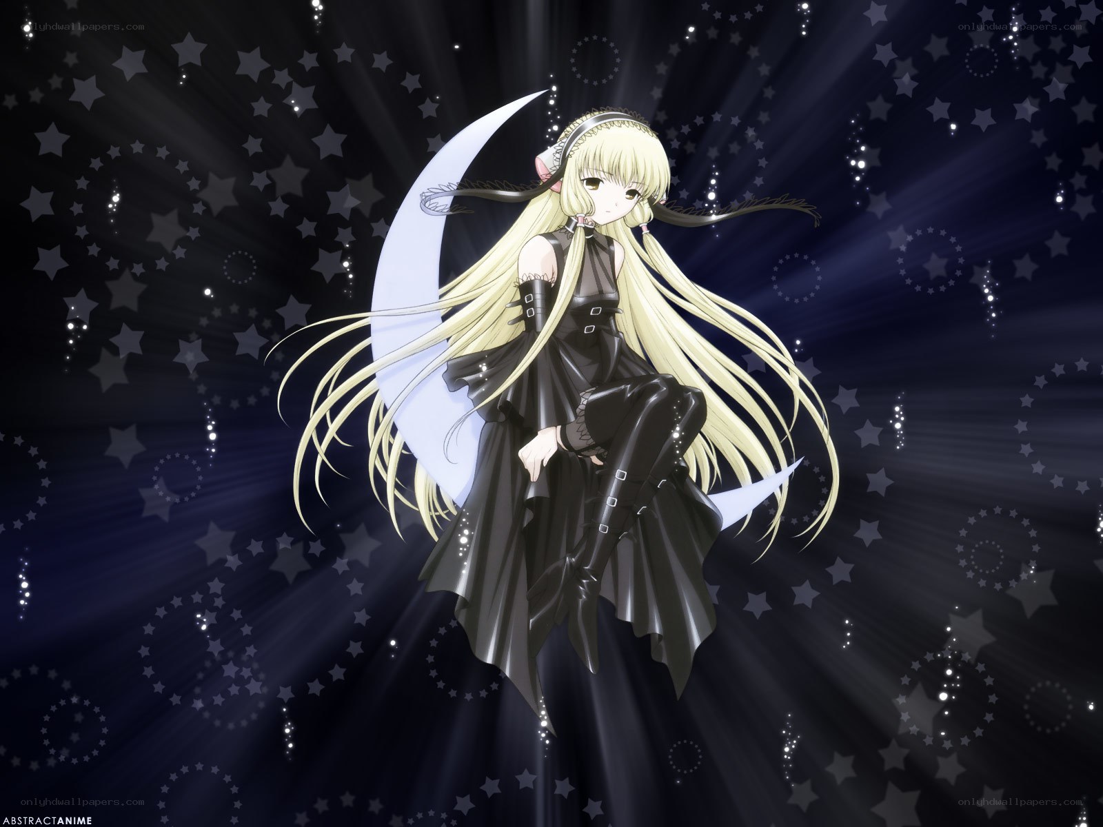 anime girl with moon background