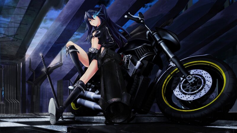 anime girl with motorcycle