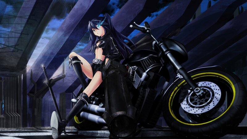 Anime girl with motorcycle