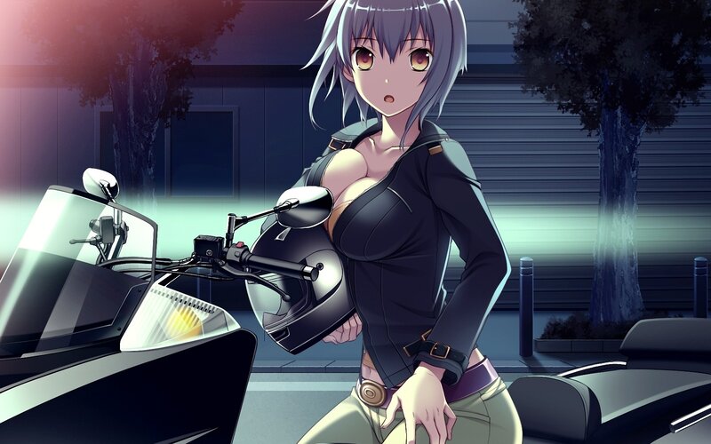 anime girl with motorcycle