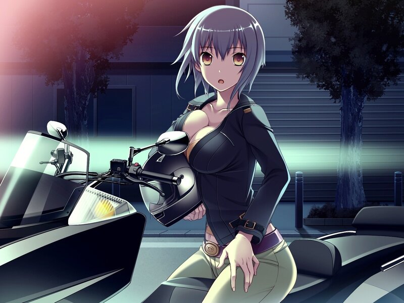 anime girl with motorcycle