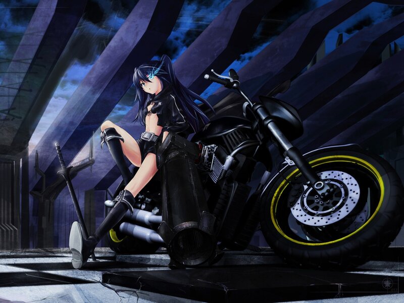 Anime girl with motorcycle