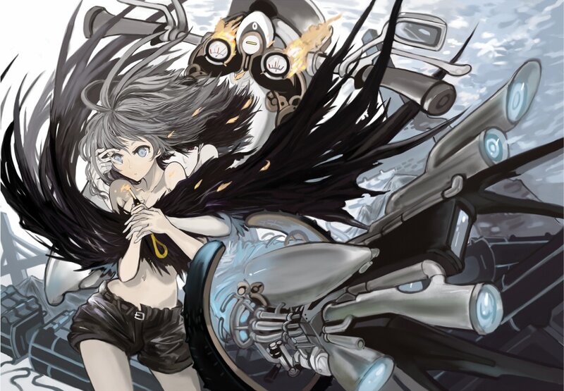 Anime girl with motorcycle