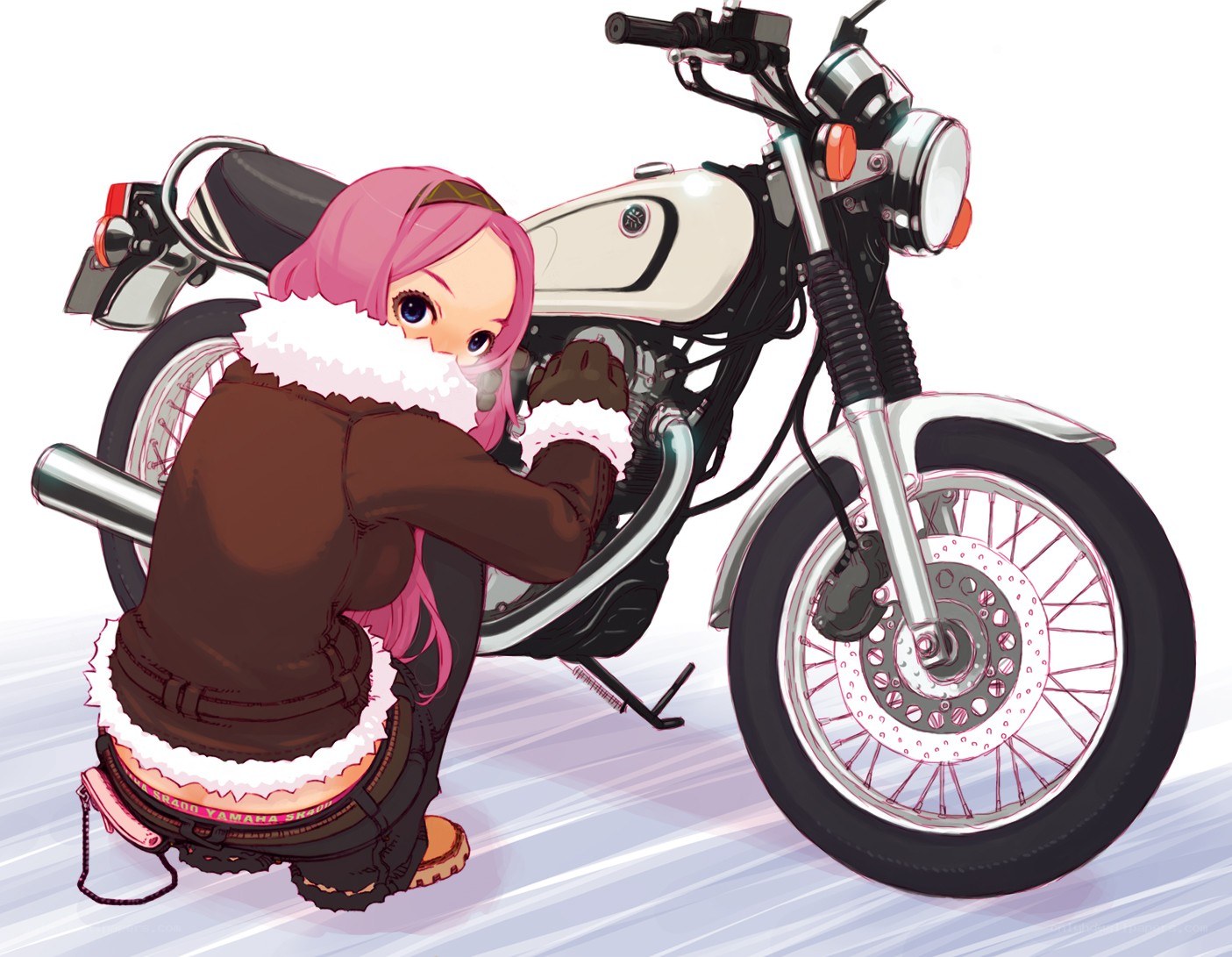 anime girl with motorcycle