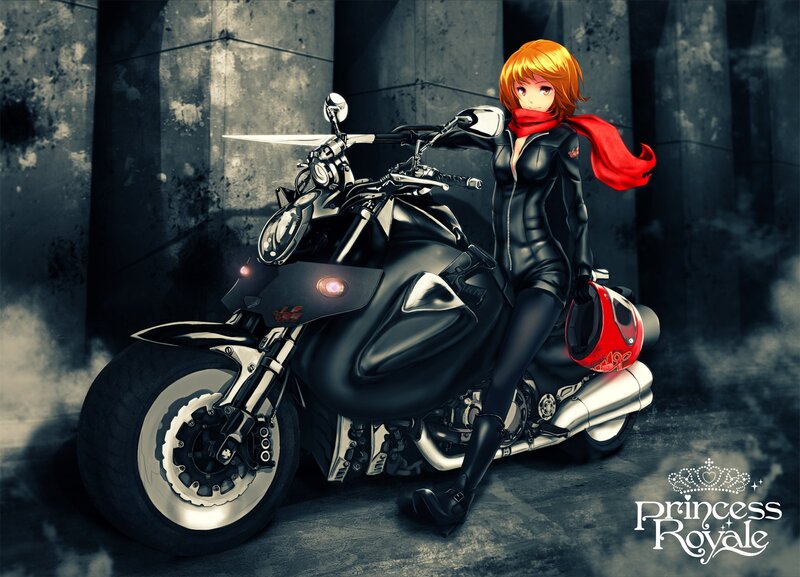 Anime girl with motorcycle