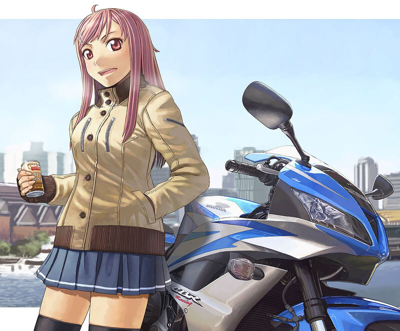 Anime girl with motorcycle