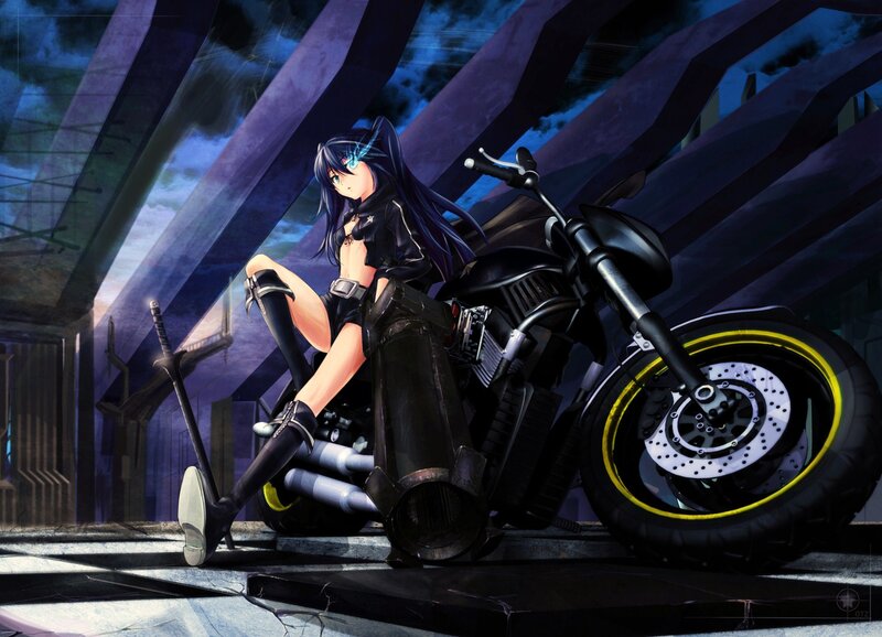 anime girl with motorcycle
