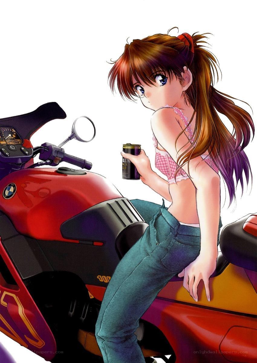 Anime girl with motorcycle