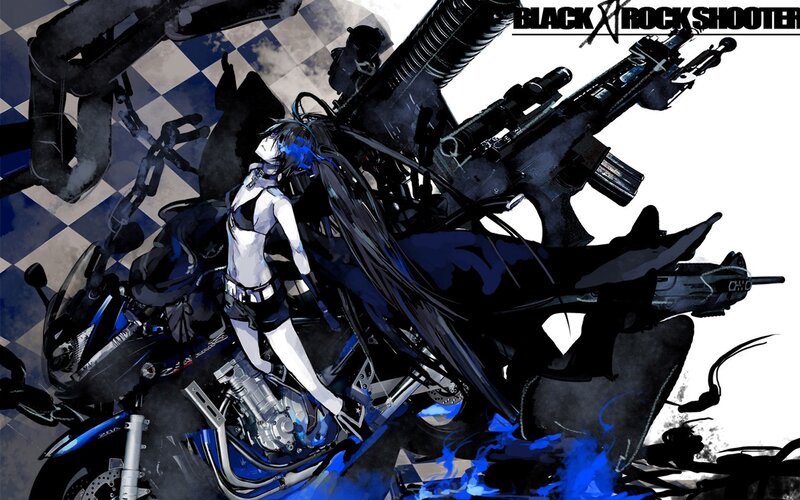 anime girl with motorcycle and guns