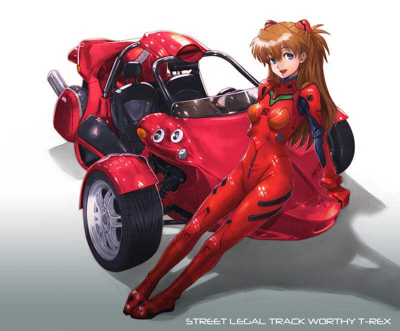 Anime Girl with Motorcycle — Red