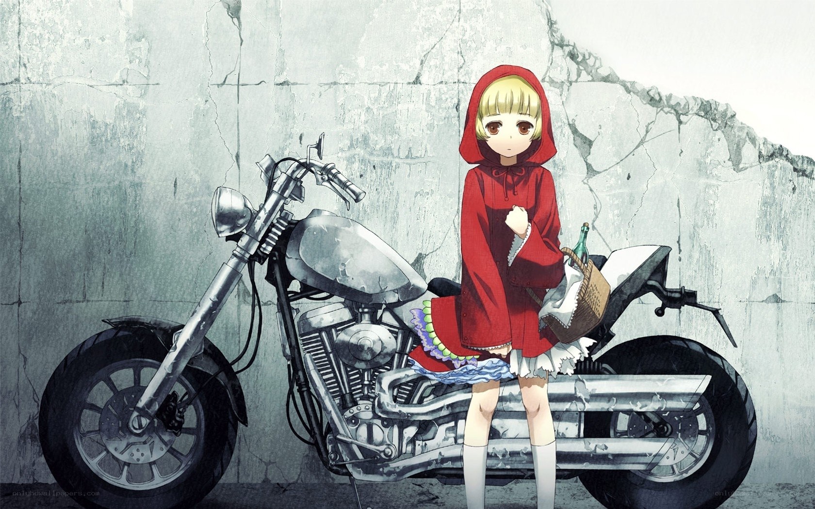anime girl with motorcycle