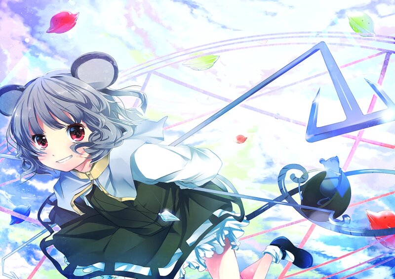 Anime Girl with Mouse Ears — Blue, Dreamy