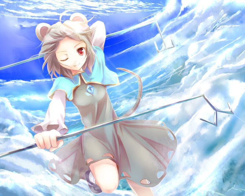 Anime Girl with Mouse Ears — Blue, Serene