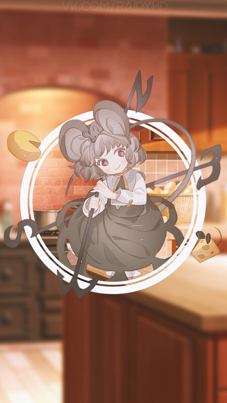 Anime Girl with Mouse Ears — Brown, Calm