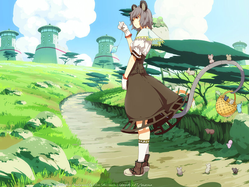 Anime Girl with Mouse Ears — Green