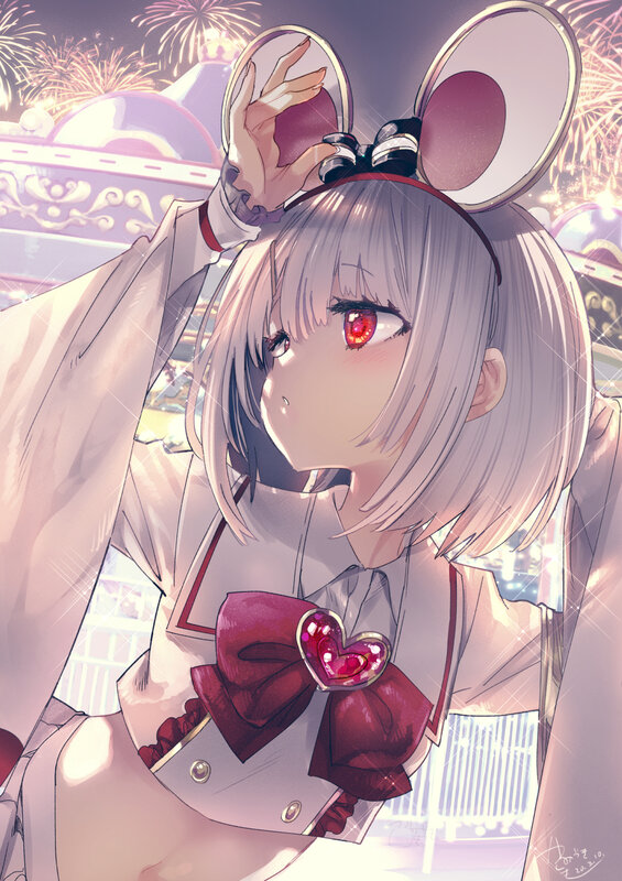 Anime Girl with Mouse Ears — Pink