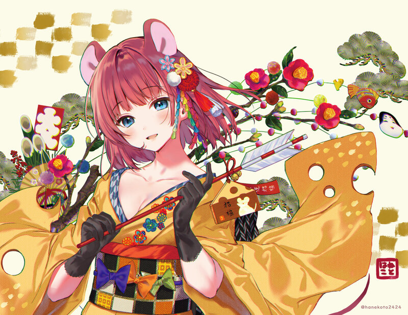 Anime Girl with Mouse Ears — Yellow