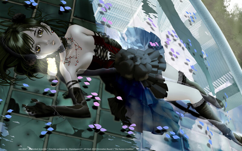 Anime girl with mouse on floor